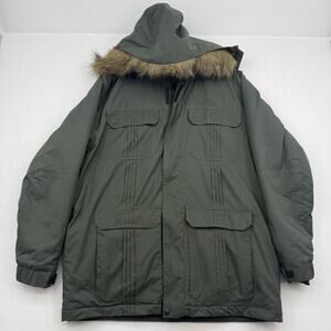 Polar Edge Ski Jacket Men’s Medium Olive Green Faux Fur Hood Trim Waterproof Ful